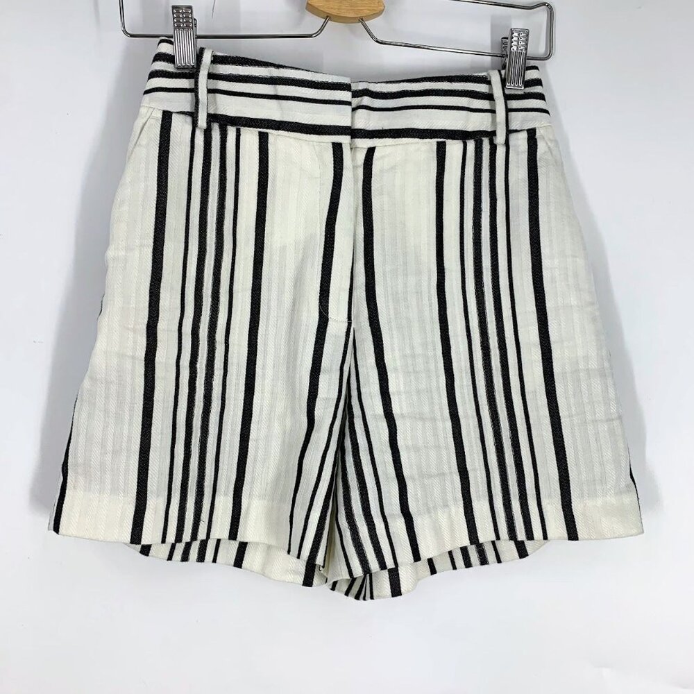 Reiss Women's Rodeo Linen Striped Slash Pocket Dress Shorts Size 2